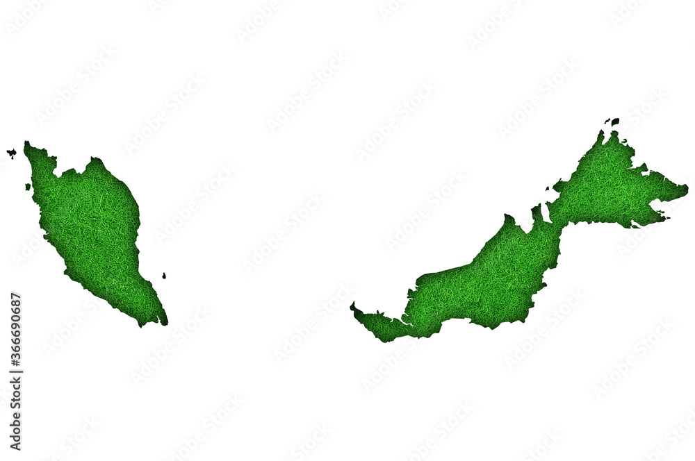 Karte von Malaysia auf grünem Filz
