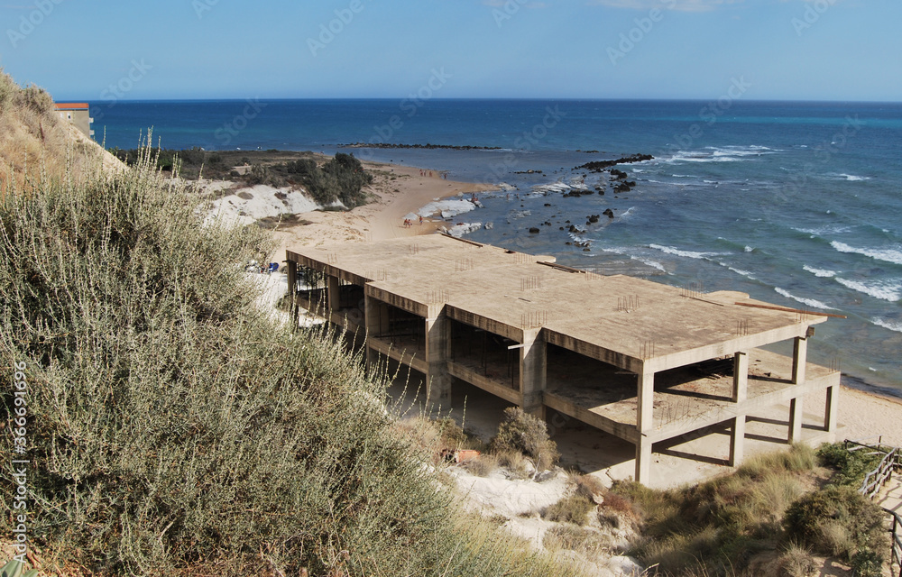 illegal concrete construction built on the beach
illegal concrete construction built on the beach
