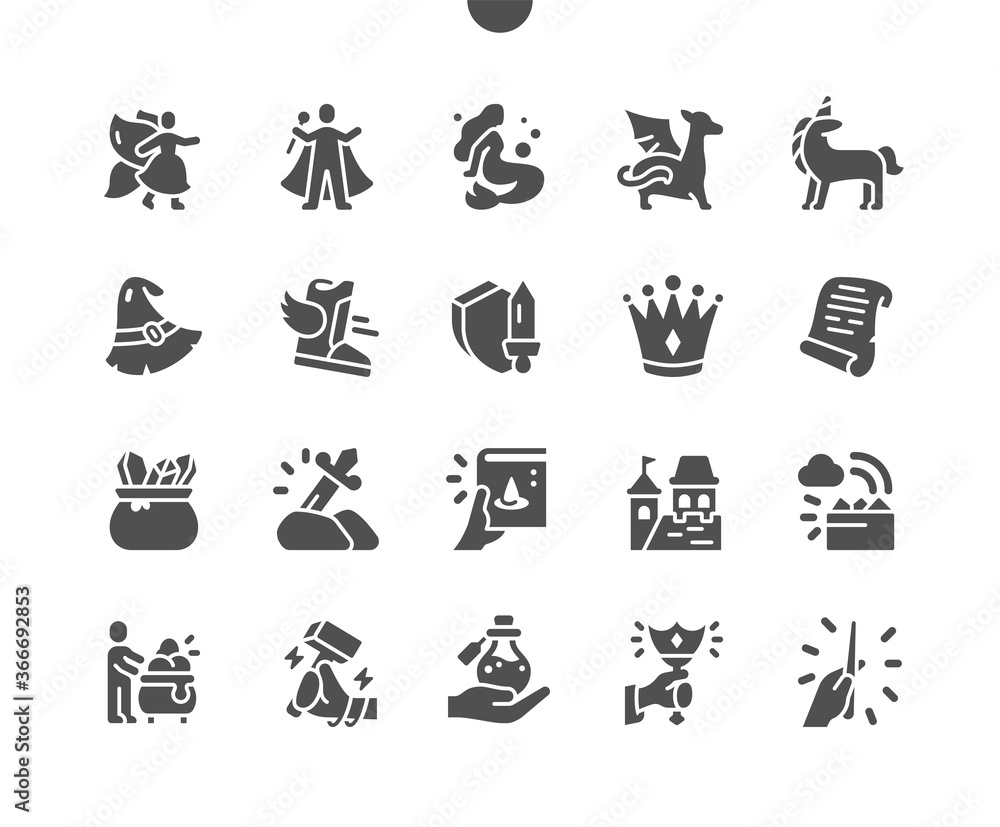 Fantasy 2 Well-crafted Pixel Perfect Vector Solid Icons 30 2x Grid for Web Graphics and Apps. Simple Minimal Pictogram