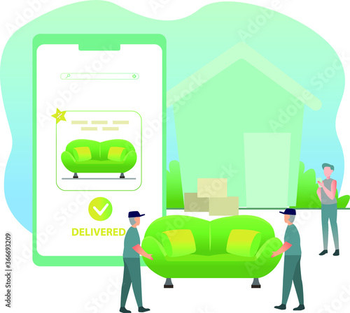 A man buying his new couch via online furniture shopping