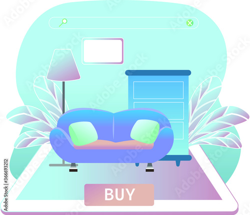 Illustration of online furniture shop search engine