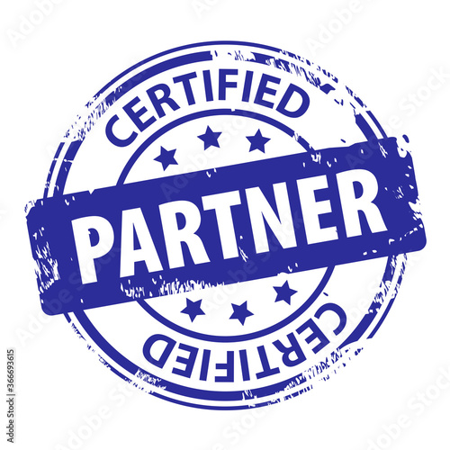 Certified Partner rubber stamp icon isolated on white background. Vector illustration
