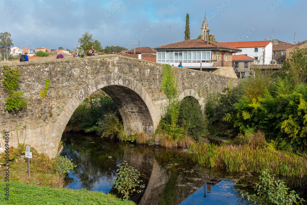 Bridge Furelos in Melide a Coruña,  The Ways of St.James. The French Camino