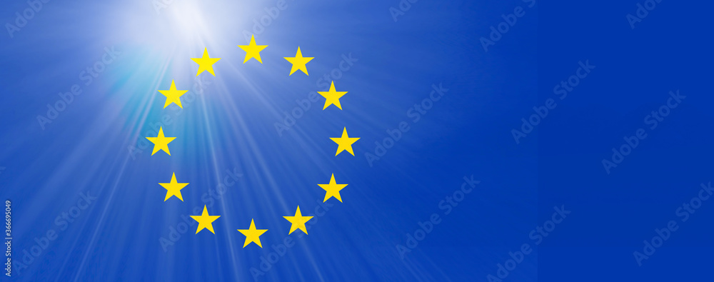 eu europa symbol flagge licht - obrazy, fototapety, plakaty 