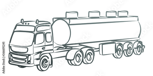 The Sketch of a big fuel truck.