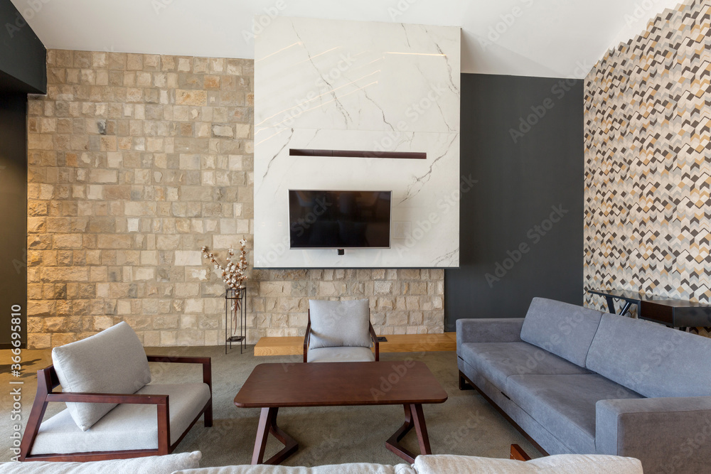 Open plan loft hotel apartment in mountain resort