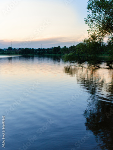 View of the lake after sunset