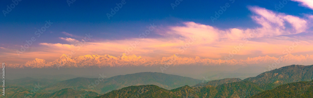 Spectacular view of the Himalayas (Nainital- Himalaya viewing point)