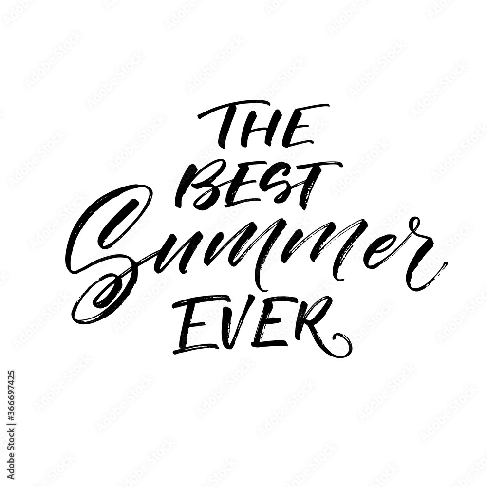 The best summer ever ink brush vector lettering. Modern slogan handwritten vector calligraphy. Black paint lettering isolated on white background. Postcard, greeting card, t shirt decorative print. The best summer ever ink brush vector lettering. Modern slogan handwritten vector calligraphy. Black paint lettering isolated on white background. Postcard, greeting card, t shirt decorative print.