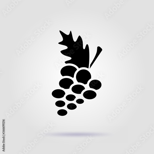 Grape black icon isolated on a gray background with soft shadow