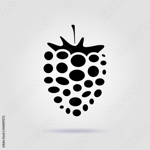 Raspberry black icon on a gray background with soft shadow