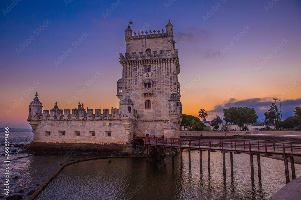 Belém Tower at golden hour