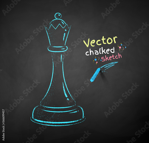Chalk drawn illustration of queen chess figure