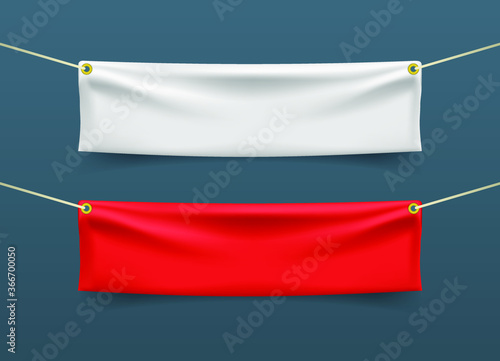 Realistic Textile Banner with Folds . Isolated Vector Elements