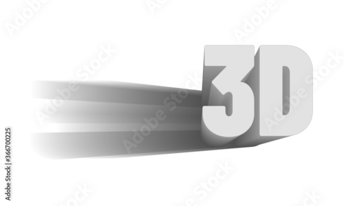 illustration of 3D word written in gray color.
