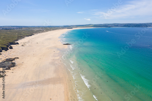 Aerial photograph of Godrevy Beach  Cornwall  England