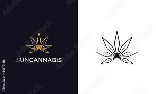 Marijuana / Cannabis Line Art logo Design Vector Inspiration