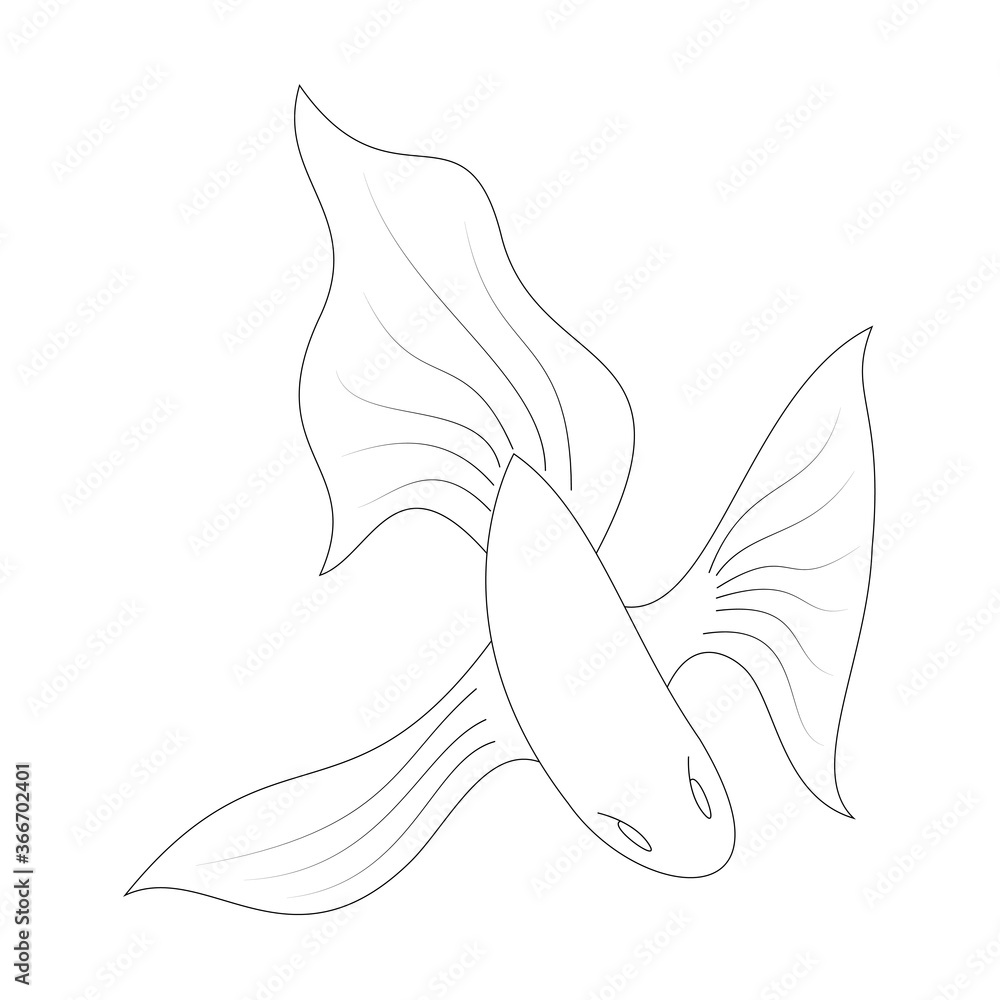 Cartoon goldfish outline. Vector illustration isolated on white background. Decoration for greeting cards, posters, flyers, prints for clothes. Cartoon goldfish outline. Vector illustration isolated on white background. Decoration for greeting cards, posters, flyers, prints for clothes.
