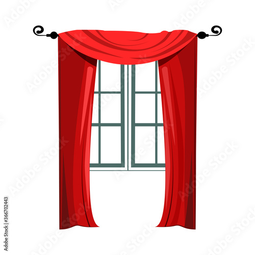 Curtains and window illustration. Textile  window  decor. Interior concept. illustration can be used for topics like home  interior design  decoration
