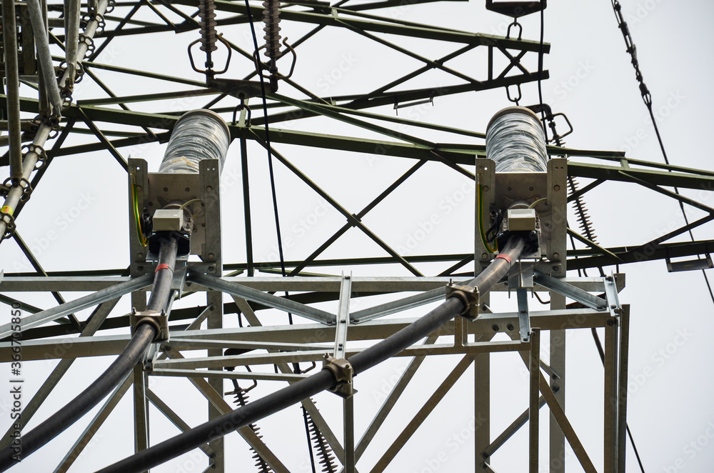 Construction of a steel tower for electricity transmission Construction of a steel tower for electricity transmission