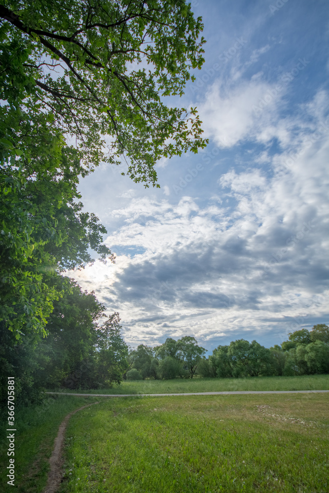 Obraz premium Sonne und Wolken Pegnitzgrund