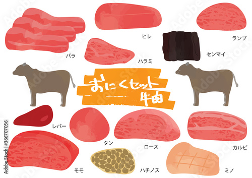 牛肉のイラストセット