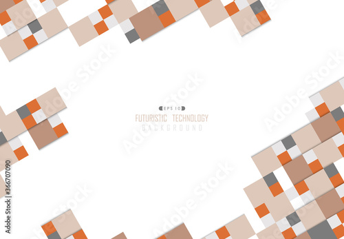 Abstract square paper cut pattern design of tech artwork background. illustration vector eps10