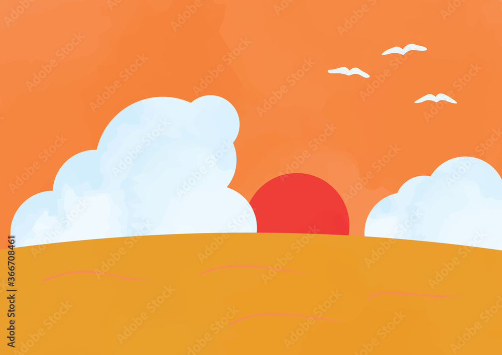 海に沈む夕日の風景イラスト Stock Vector Adobe Stock 海に沈む夕日の風景イラスト Stock Vector Adobe Stock