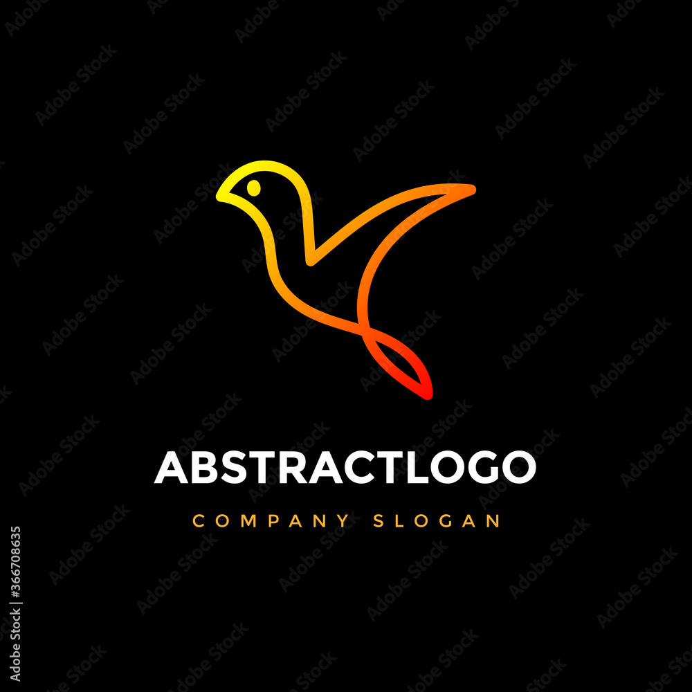 Fototapeta premium Monoline Style line art bird logo vector design 