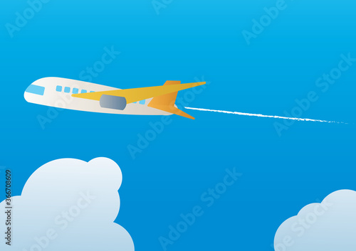 夏の入道雲と飛行機