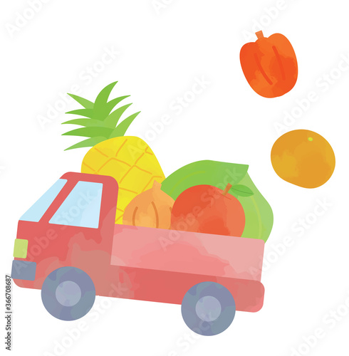 野菜を運ぶトラック