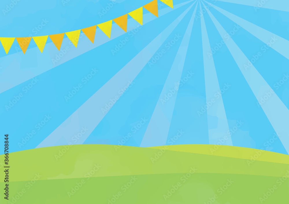 光のさす野原と青空背景イラストstock Vector Adobe Stock