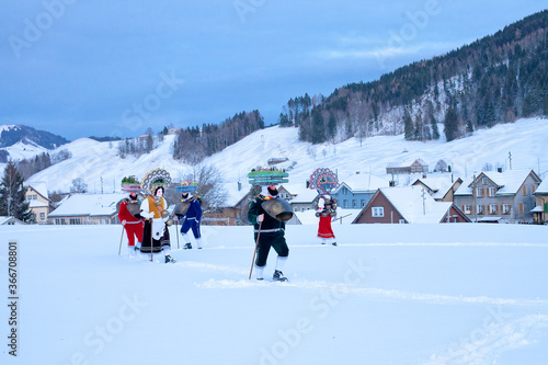 Silvesterchlausen or New Year’s Mummers Processions. It's part of the Silvesterchlausen tradition of greeting for the New Year in the Canton of Appenzell, Switzerland 