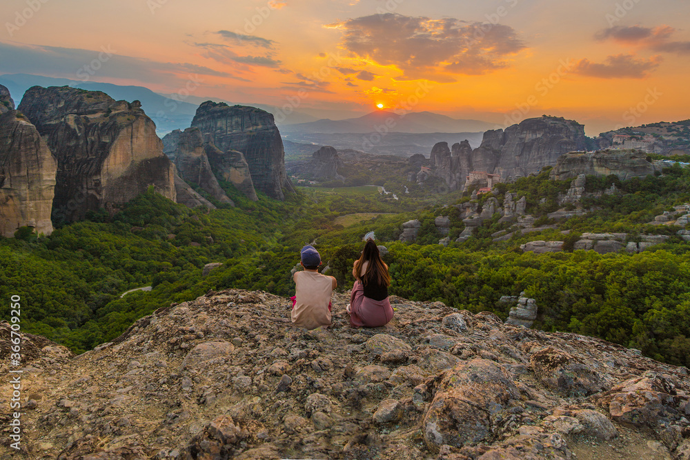 Mesmerizing view of sunset from Sunset Rock in Meteora
