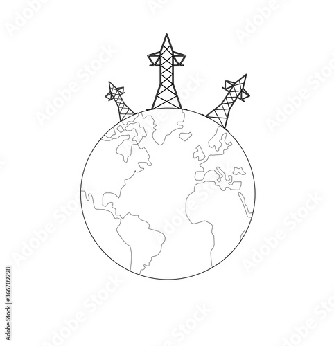 vector illustration of global electricity power energy industry	