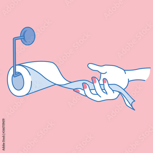 Woman's hand taking toilet paper