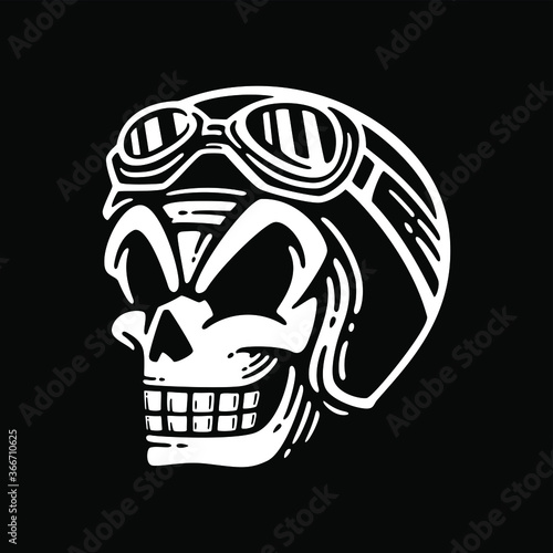 smile skull wearing of motorcycle helmet