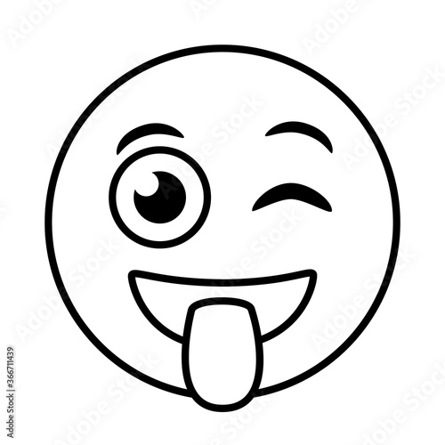 crazy emoji face with tongue out line style icon