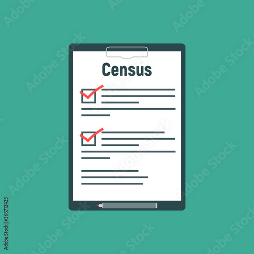 Census. Clipboard in pen in hand. Vector illustration flat design. Folder with documents.