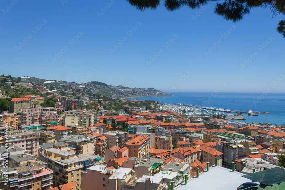 High angle view of the city of Sanremo, Italy