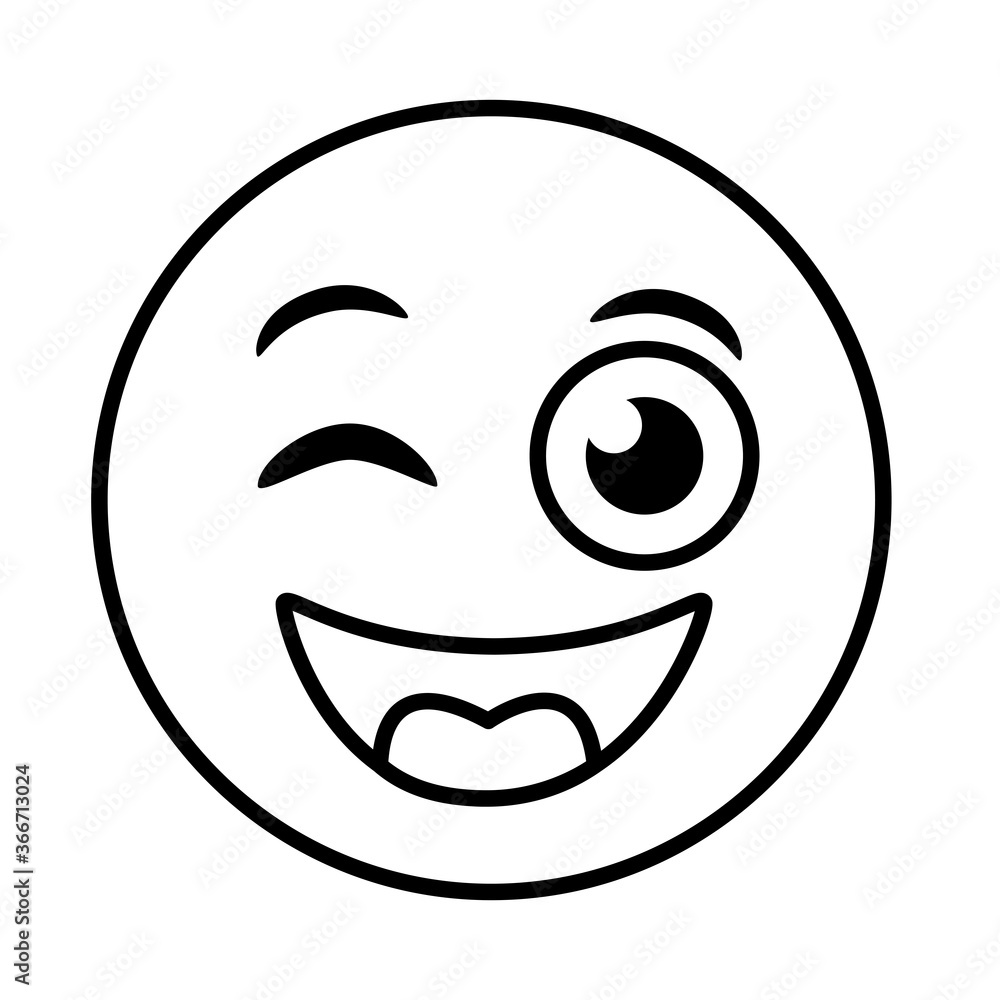 happy emoji face classic line style icon happy emoji face classic line style icon