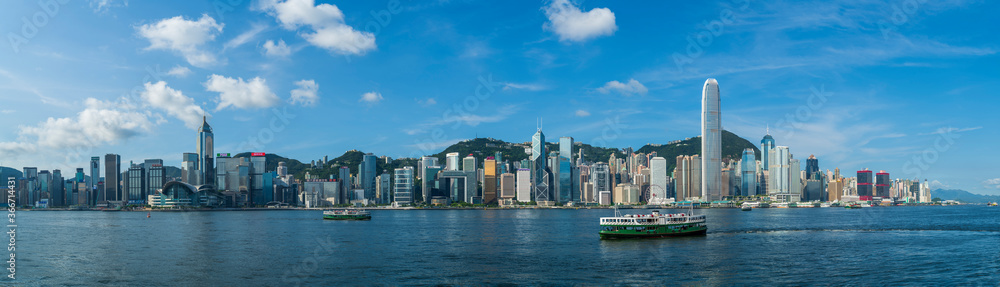 Naklejka premium Hong Kong Victoria Harbour at Morning