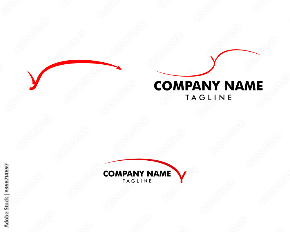 Set of Initial Letter Y Swoosh Logo Template Design