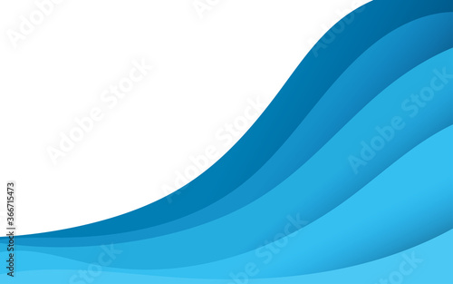 Abstract paper blue fluids wave banner background vector flat style