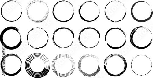 Vector. Grunge circles collection. Grounge round shapes big set. 