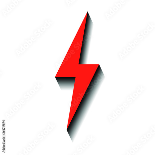 Free Download Red lightning and black shadow on a white background, sign for design, vector illustration - GFXLoad