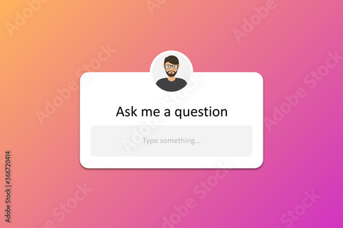 Ask me a question interface frame in a flat design