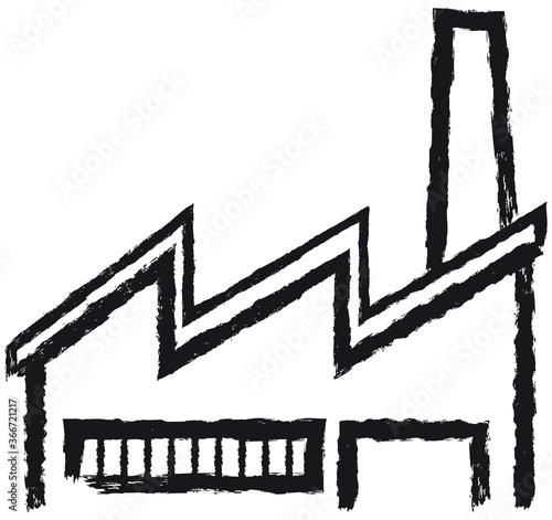 Factory symbol. Hand-drawn icon of a factory.