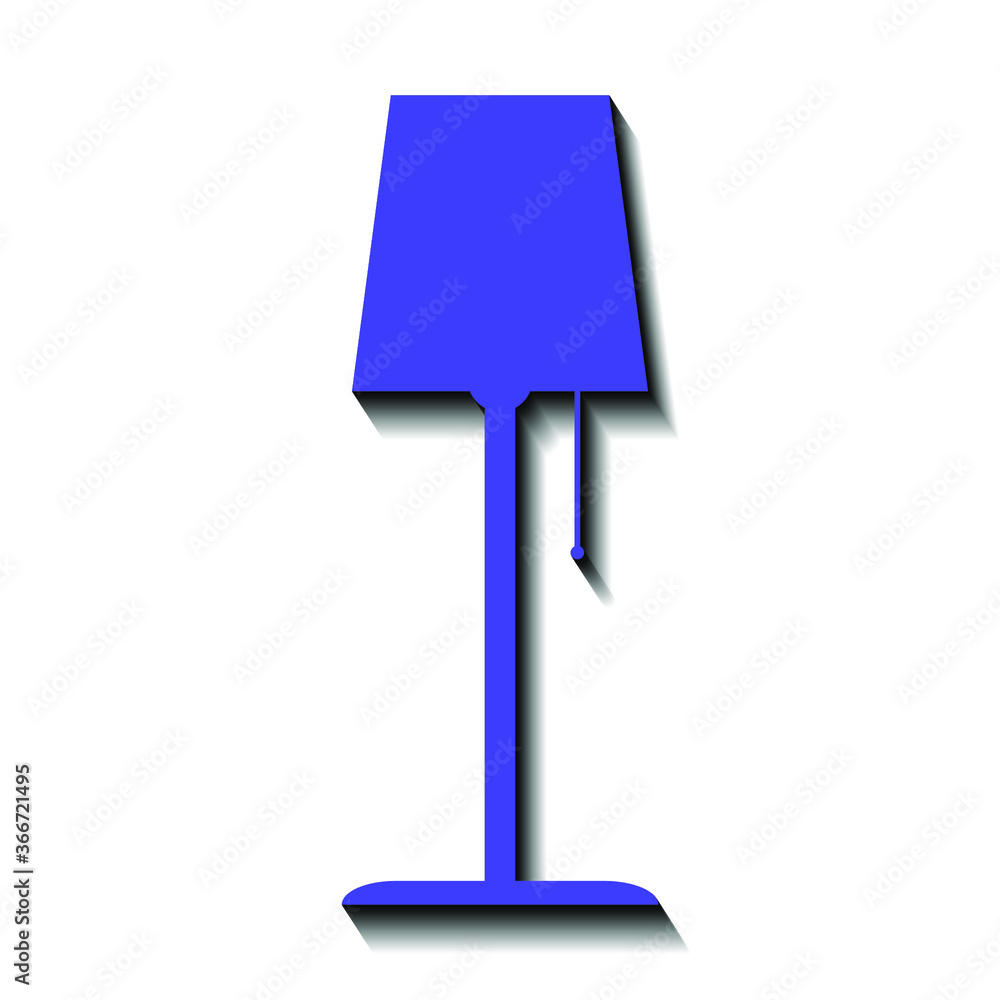 Blue lampshade on a white background and black shadow, sign for design, vector illustration Blue lampshade on a white background and black shadow, sign for design, vector illustration