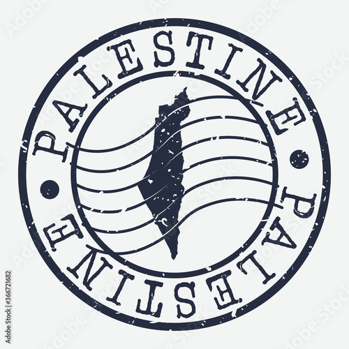 Palestine Stamp Postal. A Map Silhouette Seal. Passport Round Design. Vector Icon Design Retro Travel. photo